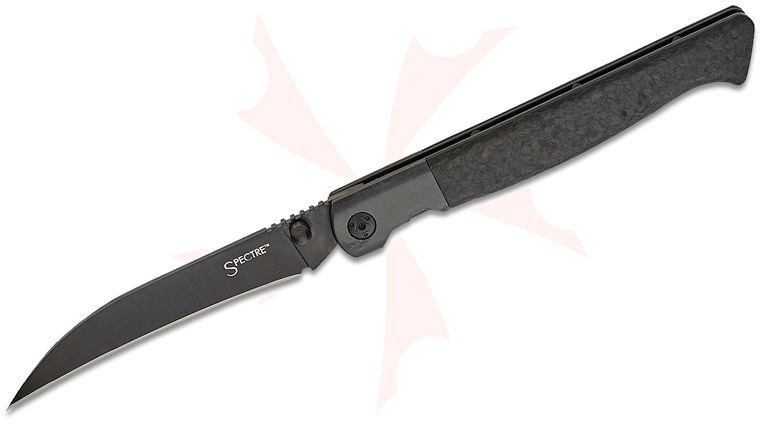 Cold Steel 60 Series Spectre Liner Lock Folding Knife 3.75 inch CPM-20CV Black Hawkbill Blade, Forged Carbon Fiber Handles with Titanium Bolsters