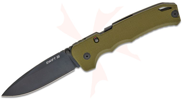 Cold Steel Swift III ATLAS Lock Assisted Folding Knife 4 inch CPM-M4 Black TiNi Drop Point Blade, OD Green G10 Handles