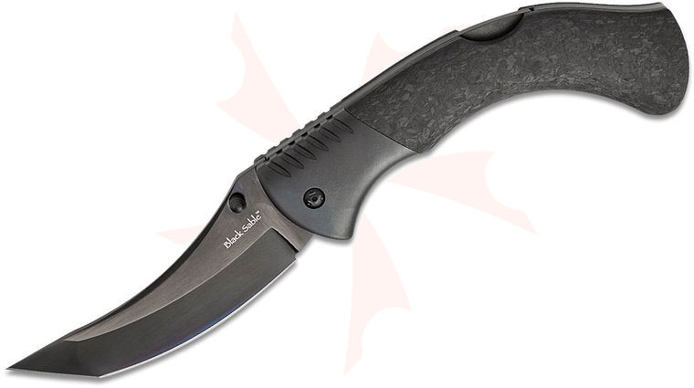 Cold Steel Limited Edition Black Sable Folding Knife 4.2 inch CTS-XHP Shiny PVD Modified Tanto Blade, Forged Carbon Fiber Handles