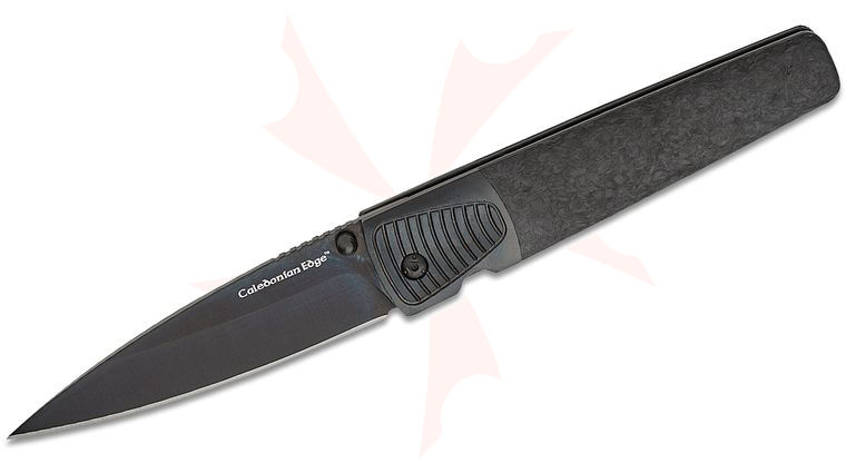 Cold Steel 60 Series Caledonian Edge Liner Lock Folding Knife 4.25 inch CPM-20CV Black Single Edge Dagger Blade, Forged Carbon Fiber Handles with Titanium Bolsters