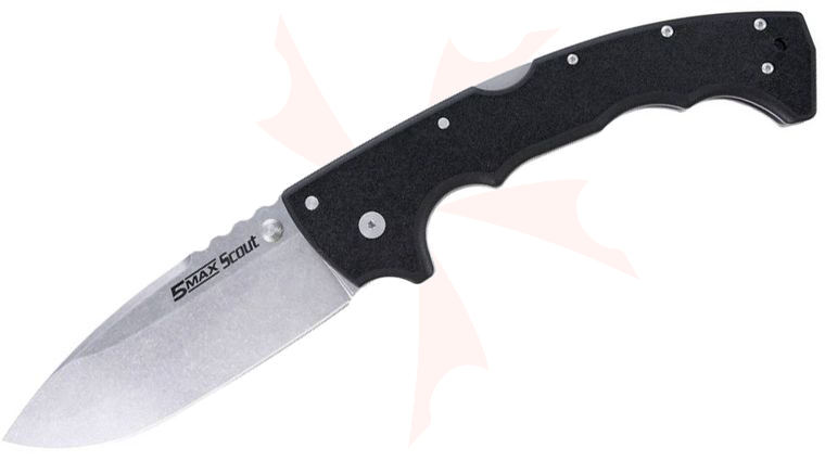 Cold Steel Andrew Demko 5-Max Tri-Ad Lock Folding Knife 5 inch AUS-10 Stonewashed Drop Point Blade, Black Glass Reinforced Nylon (GRN) Handles