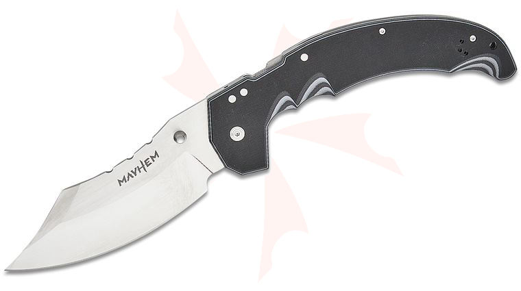 Cold Steel Mayhem ATLAS Lock Folding Knife 6 inch AUS-10A Clip Point Modified Cleaver Blade, Black/Gray G10 Handles