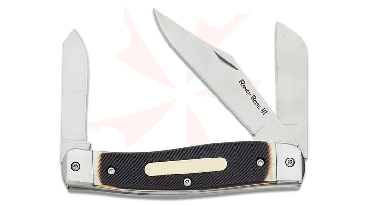 Cold Steel Ranch Boss III Stockman Folding Knife, Faux Sawed Bone Handles