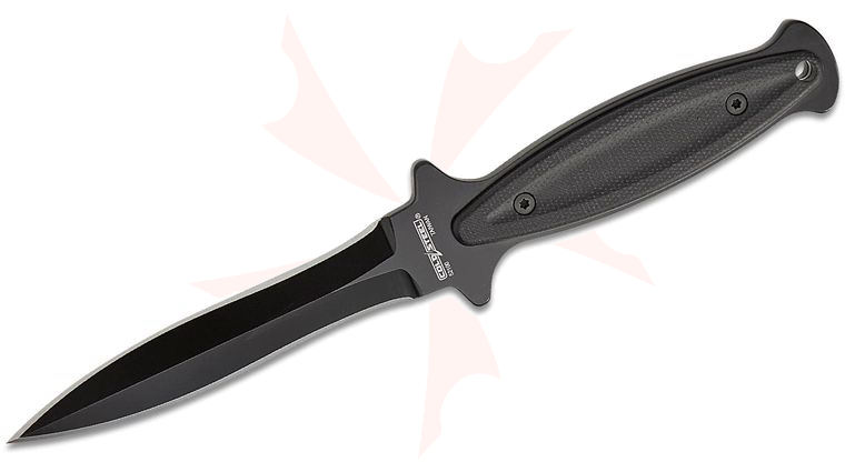 Cold Steel Drop Forged Mini Wasp Fixed Blade Knife 5.5 inch Black Double-Edge Dagger Blade, Black Micarta Handles, Secure-Ex Sheath