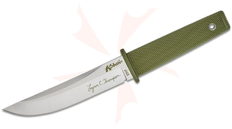 Cold Steel 17TAA Lynn Thompson Signature Kobun Light Weight Fixed Blade Boot Knife 5.5 inch S35VN Straight Back Plain Blade, OD Green Kray-Ex Handle, Secure-Ex Sheath