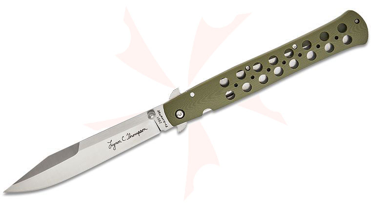 Cold Steel Limited Edition Lynn Thompson Signature Ti-Lite Flipper Knife 6 inch S35VN Clip Point Blade, OD Green G10 Handles