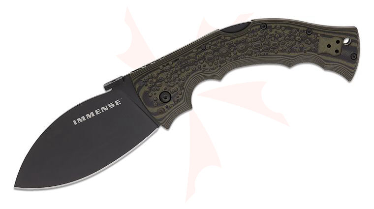Cold Steel 28DWB Immense II Tri-Ad Lockback Folding Knife 4 inch CTS-XHP Black DLC Parang Blade, Green and Black Milled G10 Handles