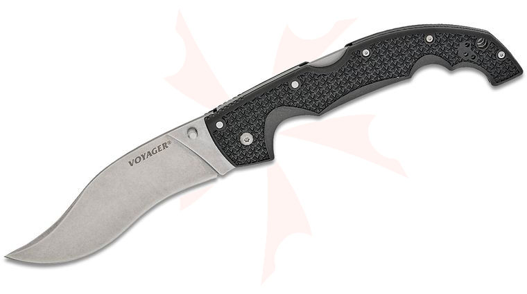 Cold Steel 29AXV XL Voyager Vaquero Folding Knife 5.5 inch Japanese AUS-10A Stonewashed Plain Blade, Griv-Ex Handles