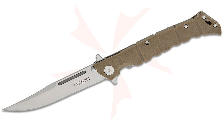 Cold Steel 20NQL-DEST Medium Luzon Flipper Knife 4 inch Satin Plain Blade, FDE GFN Handles