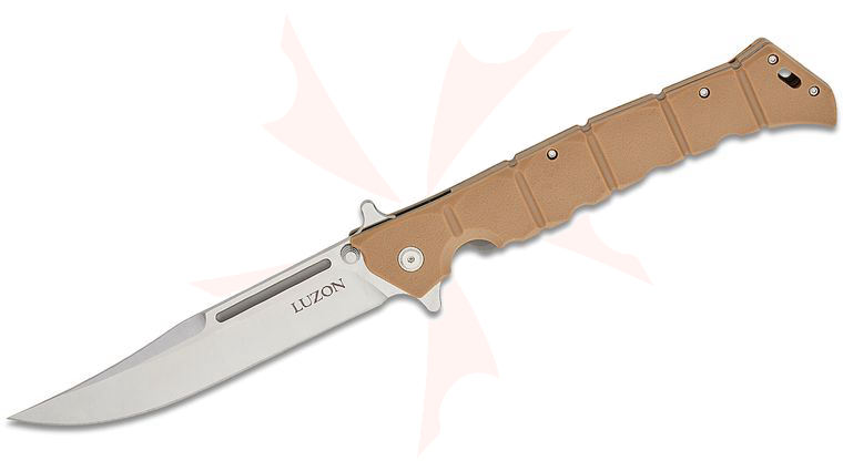 Cold Steel 20NQX-DTST Large Luzon Flipper Knife 6 inch Satin Clip Point Blade, Desert Tan GFN Handles