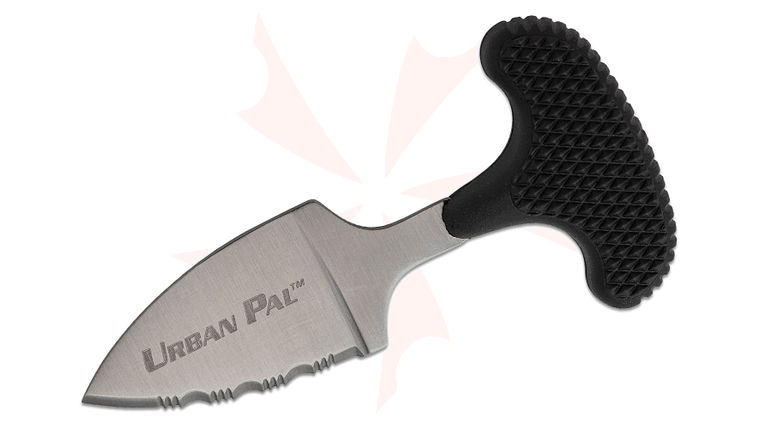 Cold Steel 43LS Urban Pal Push Dagger 1.5 inch Satin Serrated Drop Point Blade, Black Kray-Ex Handle, Secure-Ex Sheath