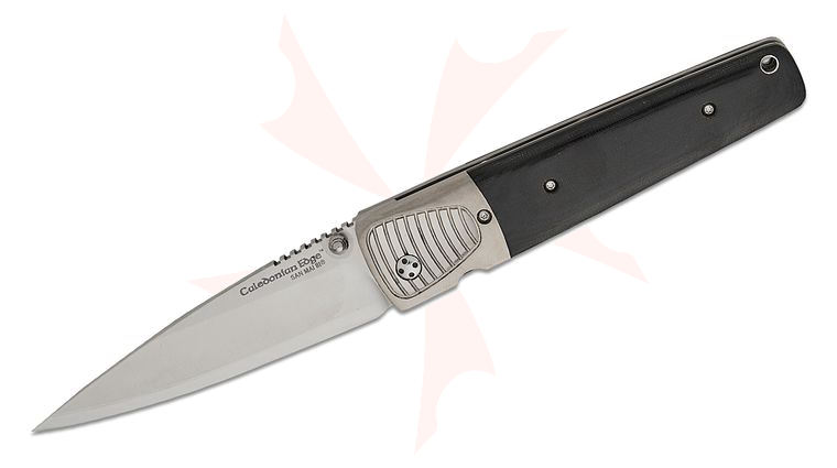 Cold Steel Custom Series Vintage Caledonian Edge Folding Knife 4.25 inch VG-1 San Mai III Mirror Polished Blade, Black Linen Micarta Handles with Polished Titanium Bolsters