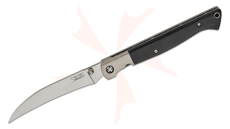 Cold Steel Custom Series Vintage  inchThe Spectre inch Folding Knife 4 inch VG-1 San Mai III Mirror Polished Blade, Black Linen Micarta Handles with Polished Titanium Bolsters