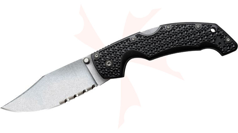 Cold Steel 29TLCH Large Voyager 4 inch Stonewash Combo Clip Point Blade, Grivory Handles