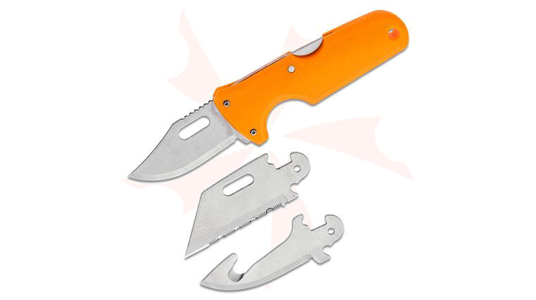 Cold Steel 40AL Click-N-Cut Hunter Knife 2.5 inch Interchangeable Bowie, Guthook and Serrated Utility Blades, Blaze Orange ABS Handle, Secure-Ex Sheath