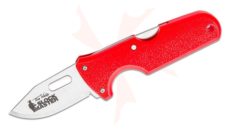 Cold Steel 40AT Tim Wells Slock Master Skinner Click-N-Cut Knife 2.5 inch Interchangeable Blade, Red ABS Plastic Handle, Belt Sheath