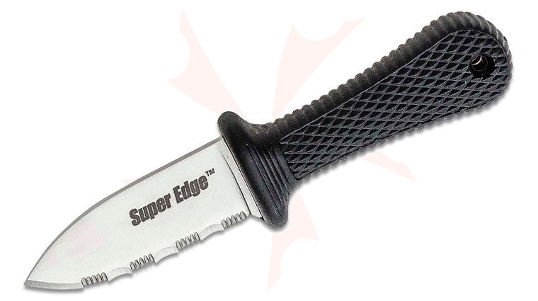 Cold Steel 42SS Super Edge Neck Knife Fixed Blade 2 inch Satin Serrated Spear Point Blade, Black Kray-Ex Handle, Secure-Ex Sheath