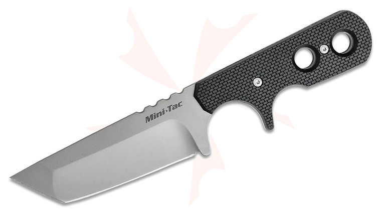Cold Steel 49HTF Mini Tac Tanto Neck Knife Fixed 3.75 inch Bead Blast Plain Blade, Griv-Ex Handles, Secure-Ex Sheath