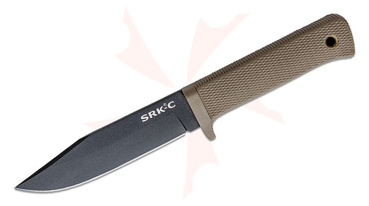 Cold Steel 49LCKD-DEBK SRK-C Compact Survival Rescue Knife Fixed 5 inch Black SK-5 Blade, FDE Kray-Ex Handle, Secure-Ex Sheath