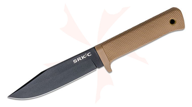 Cold Steel 49LCKD-DTBK SRK-C Compact Survival Rescue Knife Fixed 5 inch Black SK-5 Blade, Desert Tan Kray-Ex Handle, Secure-Ex Sheath