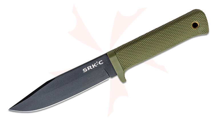 Cold Steel 49LCKD-ODBK SRK-C Compact Survival Rescue Knife Fixed 5 inch Black SK-5 Blade, OD Green Kray-Ex Handle, Secure-Ex Sheath