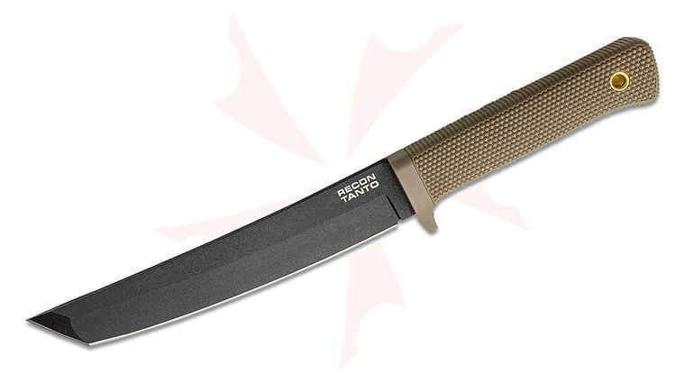 Cold Steel 49LRT-DEBK Recon Tanto Fixed 7 inch Black SK-5 Blade, FDE Kray-Ex Handle, Secure-Ex Sheath