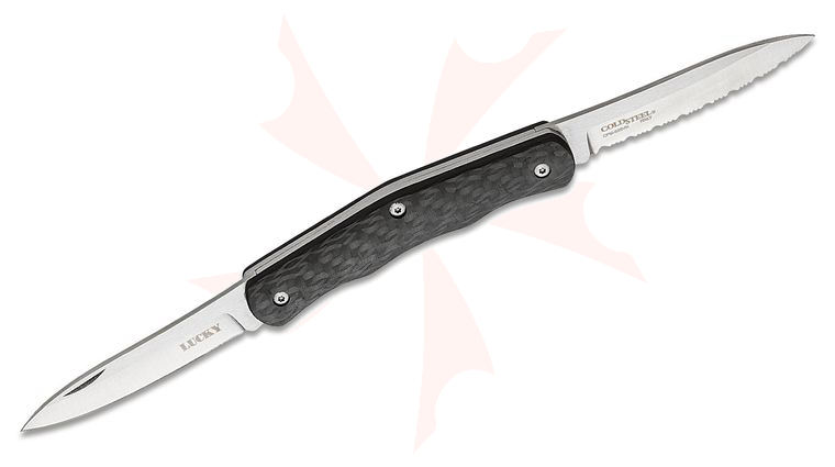 Cold Steel 54VPN Lucky Two Blade Gentleman's Pen Knife 3.25 inch Closed, CPM-S35VN Blades, Carbon Fiber Handles
