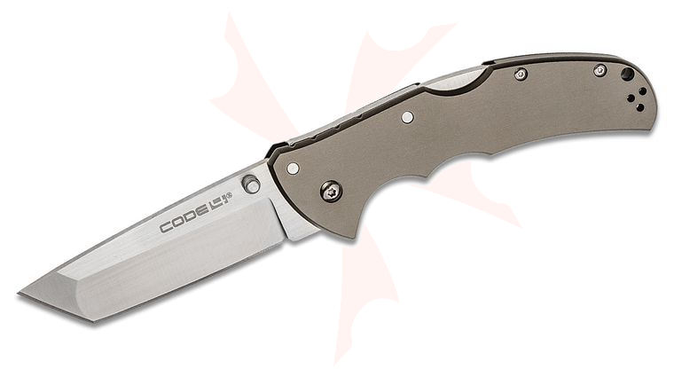 Cold Steel 58PT Code 4 Tanto Folding Knife 3.5 inch S35VN Satin Plain Blade, Aluminum Handles