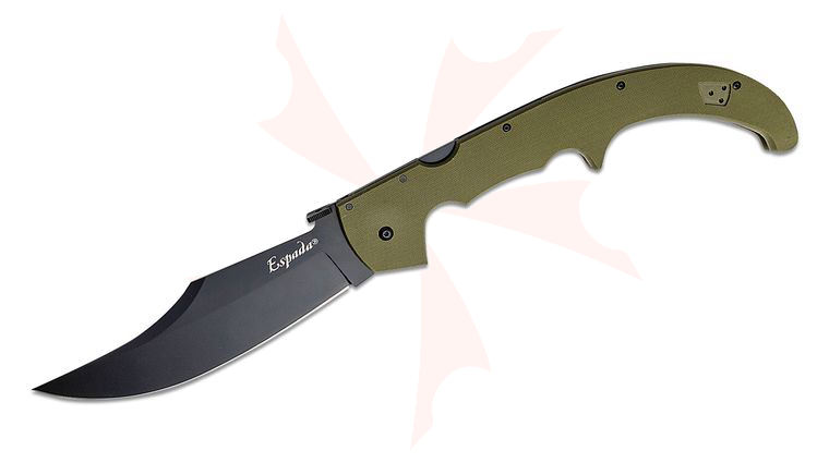 Cold Steel 62MGC-ODBK XL Espada G10 Folding Knife 7.5 inch Japanese AUS-10A Black Plain Blade, OD Green G10 Handles