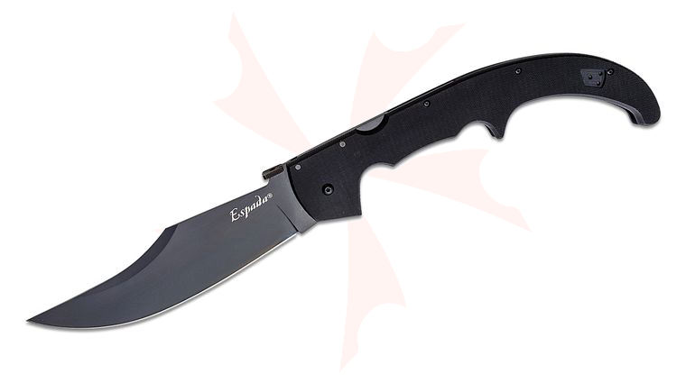 Cold Steel 62MGC-BKBK XL Espada G10 Folding Knife 7.5 inch Japanese AUS-10A Black Plain Blade, Black G10 Handles