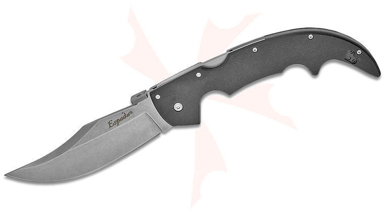 Cold Steel 62MGD Large Espada G10 Folding Knife 5.5 inch Japanese AUS-10A Stonewashed Plain Blade, Black G10 Handles