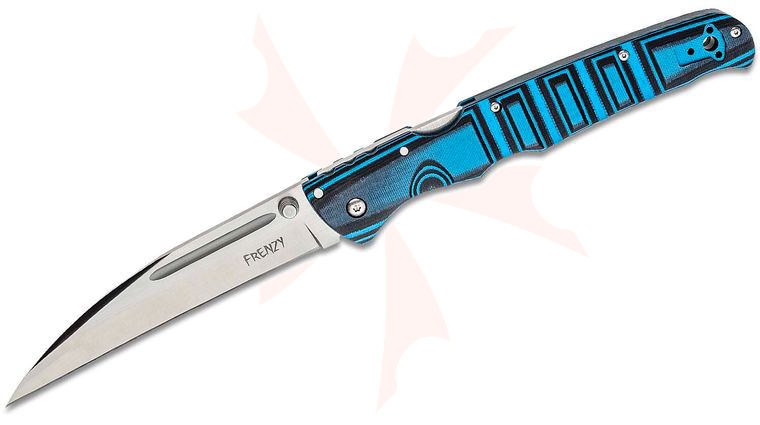 Cold Steel 62P2A Frenzy II Folding Knife 5.5 inch S35VN Satin Plain Blade, Blue/Black G10 Handles