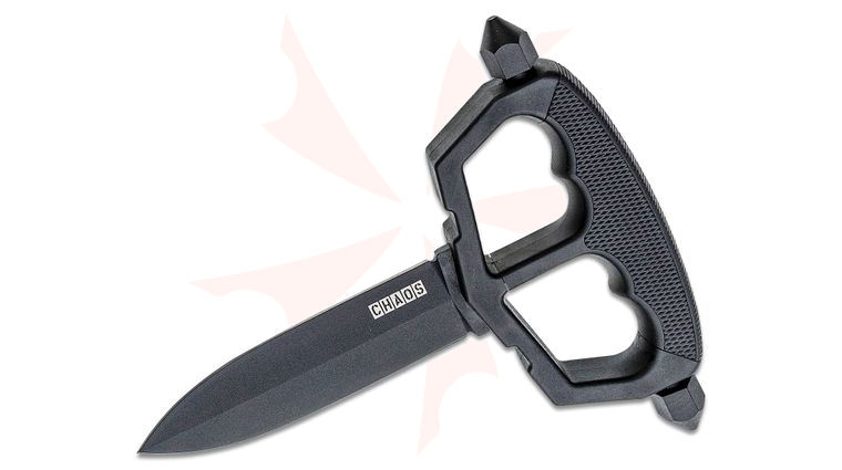 Cold Steel 80NT3 Chaos Push Knife 5 inch SK-5 High Carbon Double Edge Dagger, Griv-Ex Handle with Kray-Ex Overmold, Secure-Ex Sheath
