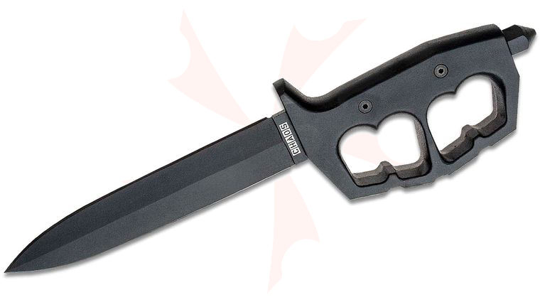 Cold Steel 80NTP Chaos Double Edge Fixed 7.5 inch SK-5 Blade, Aluminum Handles, Secure-Ex Sheath