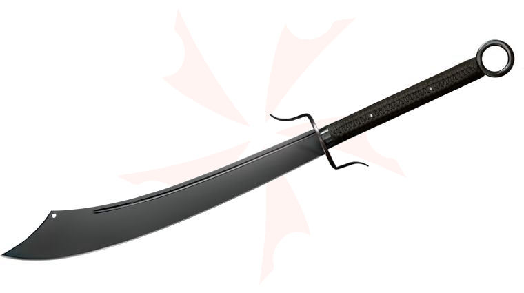 Cold Steel 88CWSM Man at Arms Chinese War Sword 23 inch Blued Carbon Steel Blade, Leather Scabbard