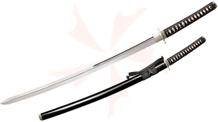 Cold Steel Emperor Series Double Edge Katana 28.75 inch Carbon Steel Blade, Lacquered Wood Scabbard