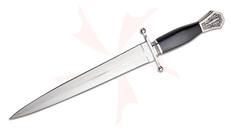 Cold Steel 88GTP Arkansas Toothpick Fixed Blade Knife 13.25 inch Double Edged Dagger, Malaysian Sal Wood Handle, Leather Scabbard