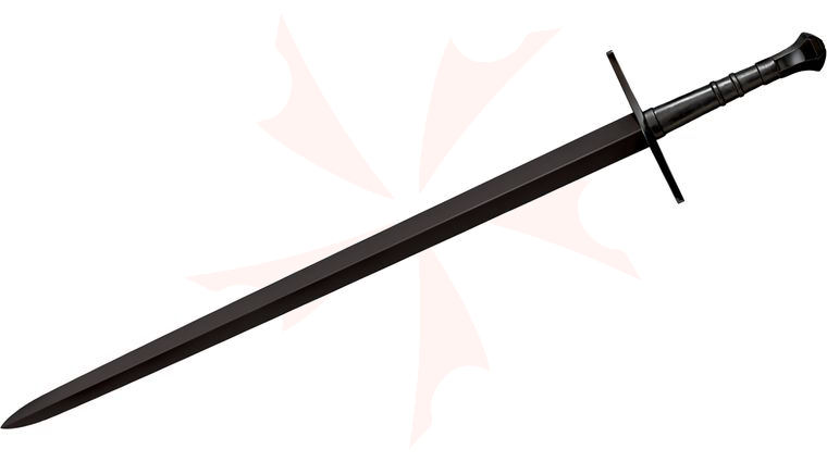 Cold Steel 88HNHM Man at Arms Hand-and-a-Half Sword 33.5 inch Blued Carbon Steel Blade, Leather Handle
