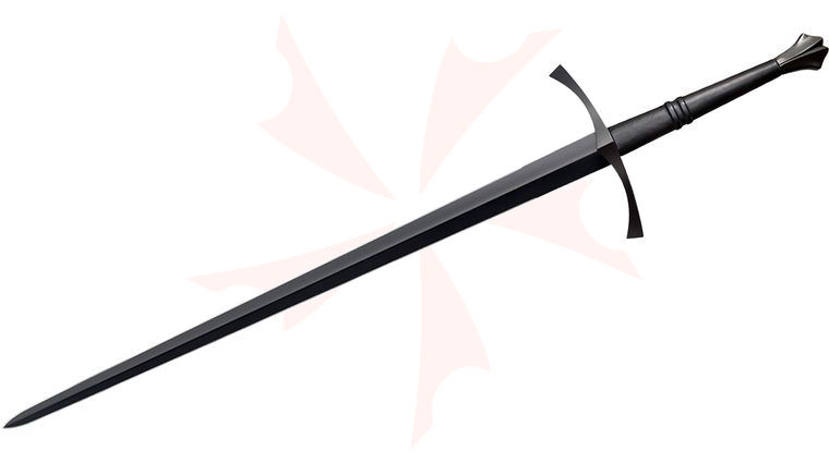 Cold Steel 88ITSM Man at Arms Italian Long Sword 35.5 inch Blued Carbon Steel Blade, Leather Handle