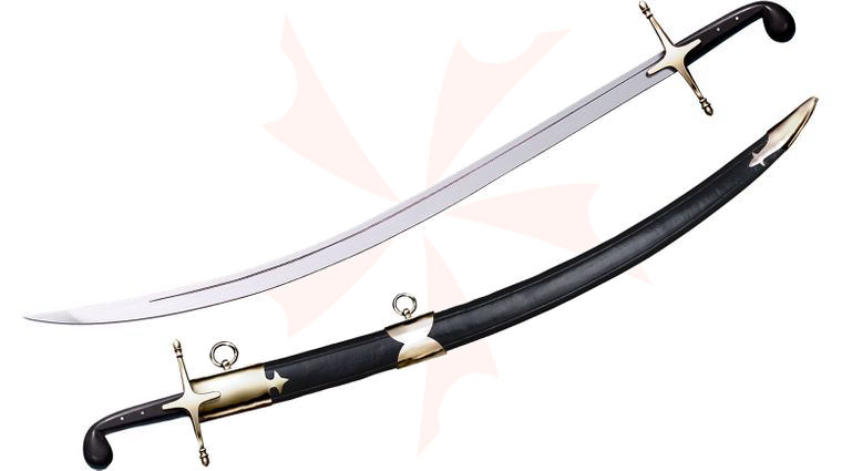 Cold Steel 88STS Shamshir Sword 30.5 inch Carbon Steel Blade, Faux Buffalo Horn Handle