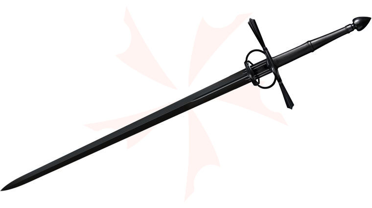 Cold Steel 88WSLFM Man at Arms LaFontaine Sword of War 37.5 inch Blued 1050 Carbon Doubled Edge Blade, Leather Handle