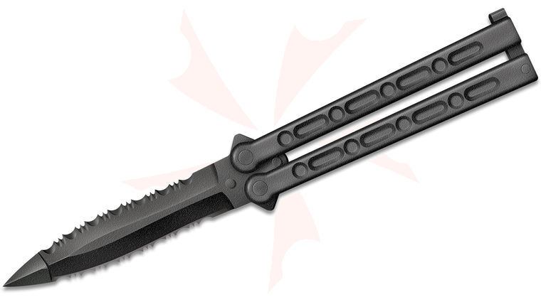 Cold Steel 92EAA FGX Balisong Butterfly Knife 5 inch Double Serrated Edge Griv-Ex (Hard Plastic) Blade and Handles