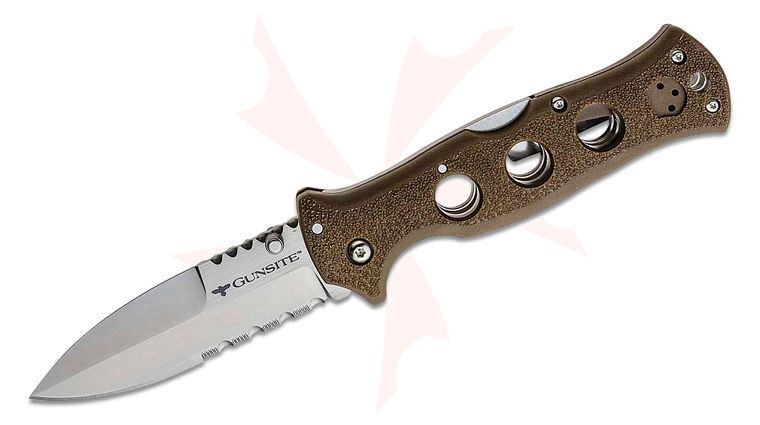 Cold Steel Gunsite Counter Point I Folding Knife 3.78 inch AUS10A Satin Spear Point Combo Blade, Flat Dark Earth Griv-Ex Handles