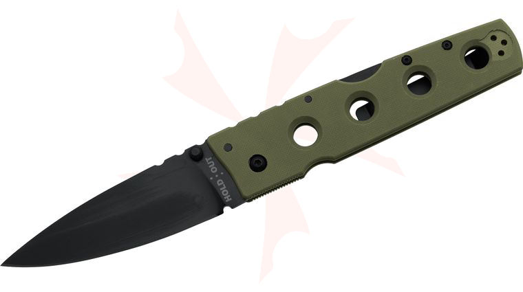 Cold Steel 11HLVG Hold Out II 4 inch CTS-XHP Plain Blade, OD Green G10 Handles