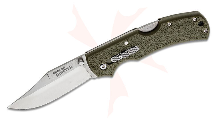 Cold Steel 23JC Double Safe Hunter Folding Knife 3.5 inch Clip Point Blade, OD Green GFN Handles