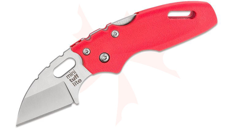 Cold Steel 20MTR Mini Tuff Lite Folding Knife 2 inch 4116 German Steel Wharncliffe Blade, Red Griv-Ex Handles
