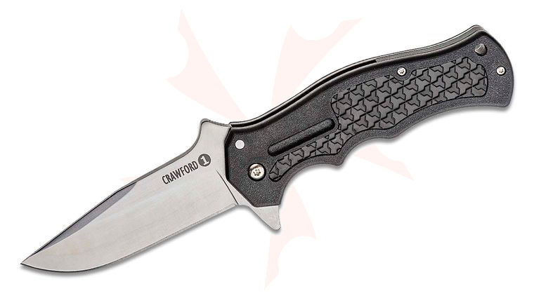 Cold Steel 20MWCB Crawford Model 1 Flipper Knife 3.5 inch 4034SS Clip Point Blade, GRN Handles with Black Rubber Inlays