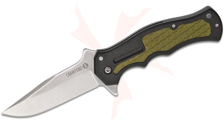 Cold Steel 20MWC Crawford Model 1 Flipper Knife 3.5 inch 4034 Clip Point Blade, GRN Handles with Rubber Inlays