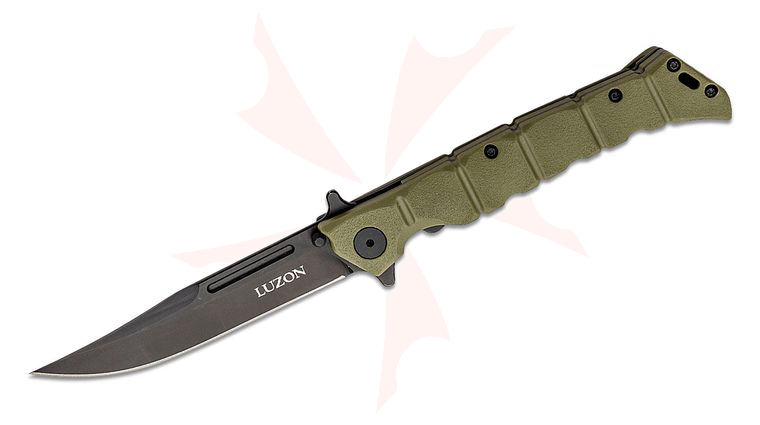 Cold Steel 20NQL-ODBK Medium Luzon Flipper Knife 4 inch Black Plain Blade, OD Green GFN Handles