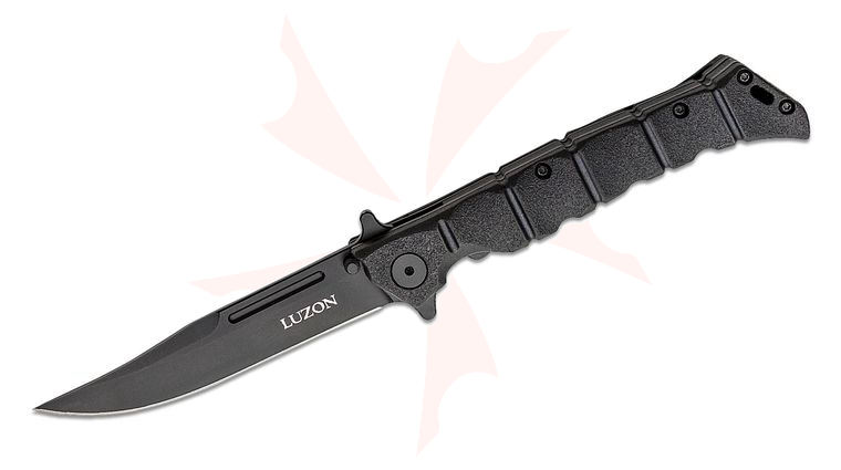 Cold Steel 20NQL-BKBK Medium Luzon Flipper Knife 4 inch Black Plain Blade, Black GFN Handles